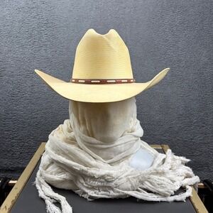 Resistol George Strait Design 8X Genuine Panama Straw Cowboy Hat‎ Size 6 7/8